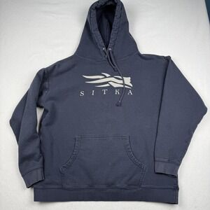 Sitka Hoodie Mens XL Blue Fleece Pullover Kangaroo Pocket Logo Outdoor Hunting